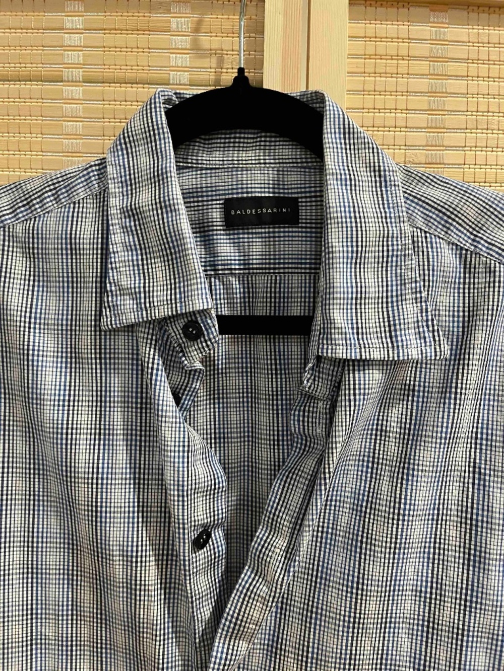 Baldessarini Men's Shirt Size 39 / 15.5 Blue Check 100% Cotton Modern Kent